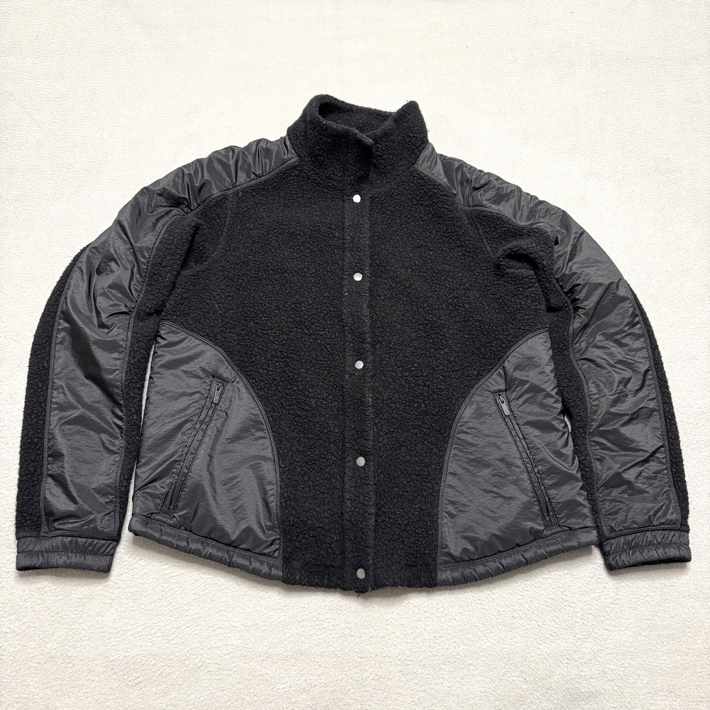 Lululemon Go Cozy Jacket Womens 10 Black Wool Blend Sherpa Fleece Snap Button